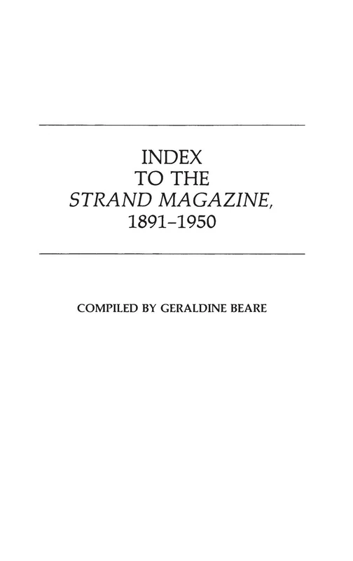 Index to the Strand Magazine, 1891-1950
