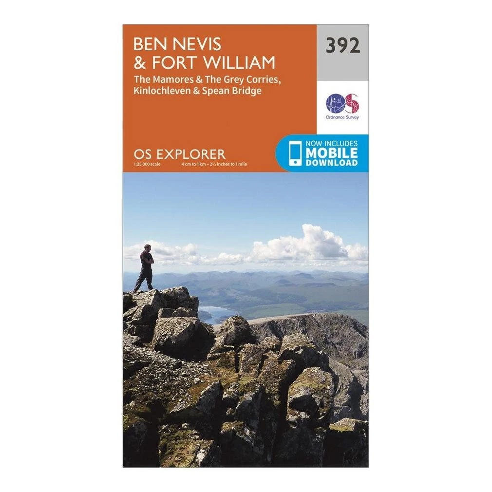 Ben Nevis & Fort William Map | The Mamores & the Grey Corries, Kinlochleven & Spean Bridge | Ordnance Survey | OS Explorer Map 392 | Scotland | Walks | Hiking | Maps | Adventure
