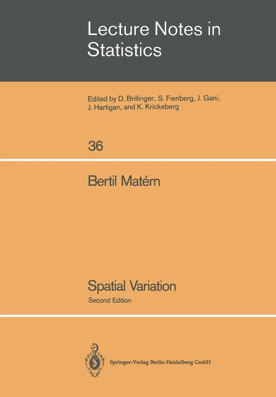 Spatial Variation: 36 (Lecture Notes in Statistics, 36) - Image 1