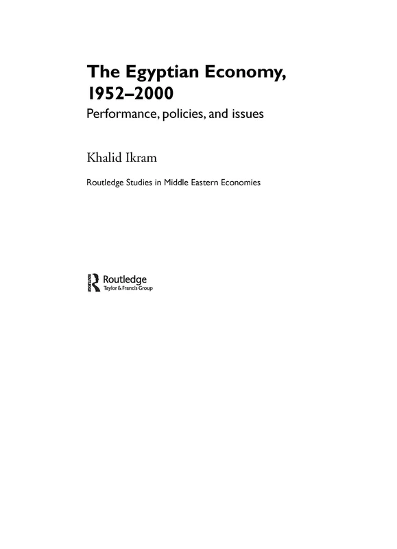 Routledge - The Egyptian Economy, 1952-2000 - Book