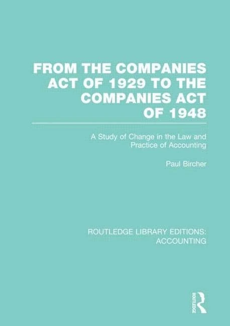 Routledge Accounting: Companies Act 1929 to 1948 Study