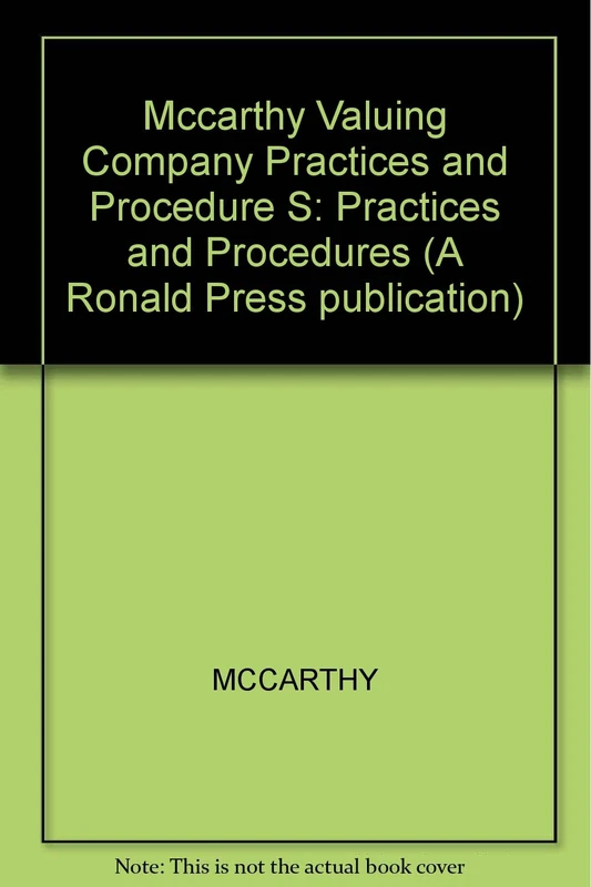 Mccarthy ∗valuing∗ Company Practices And Procedure S (A Ronald Press publication)
