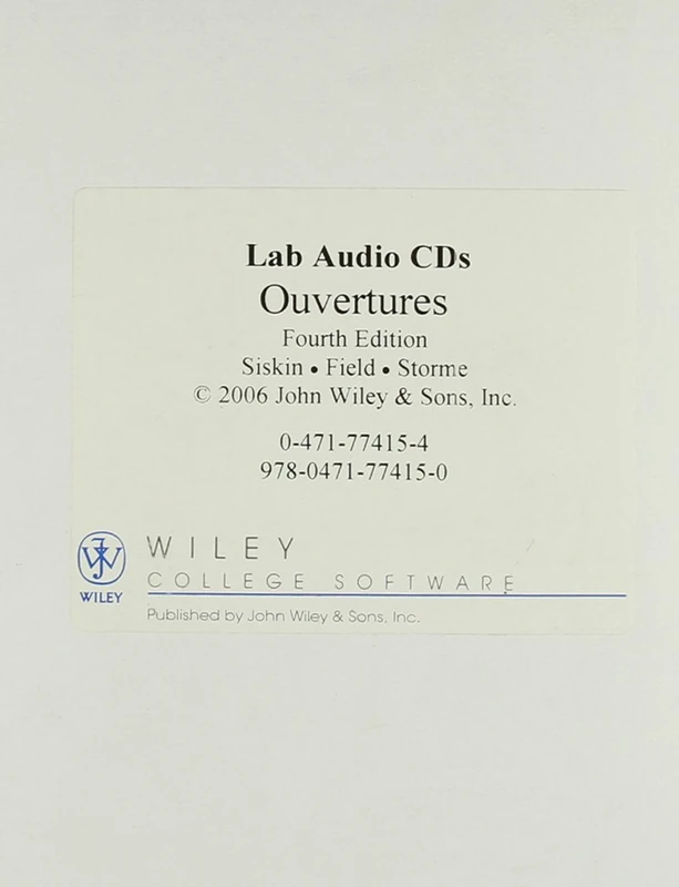Wiley Ouvertures: Cours Intermediaire de Francais Lab Audio CDs