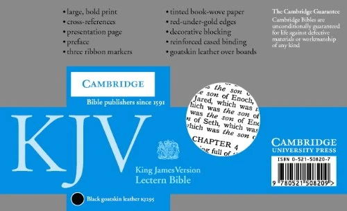 KJV Lectern Bible, Black Goatskin Leather over Boards, KJ986:XB