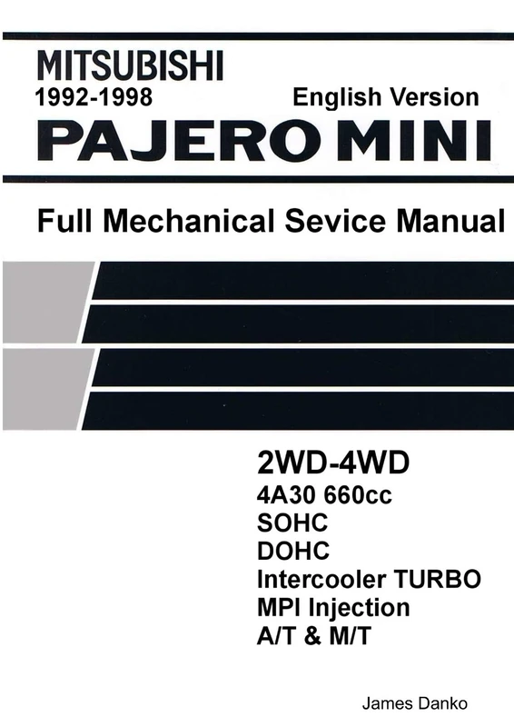 Mitsubishi Pajero Mini 660cc English Mechanical Factory Service Manual - Image 1