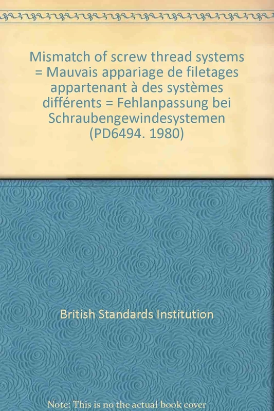 Mismatch of screw thread systems = Mauvais appariage de filetages appartenant à des systèmes différents = Fehlanpassung bei Schraubengewindesystemen (PD6494. 1980) - Image 1