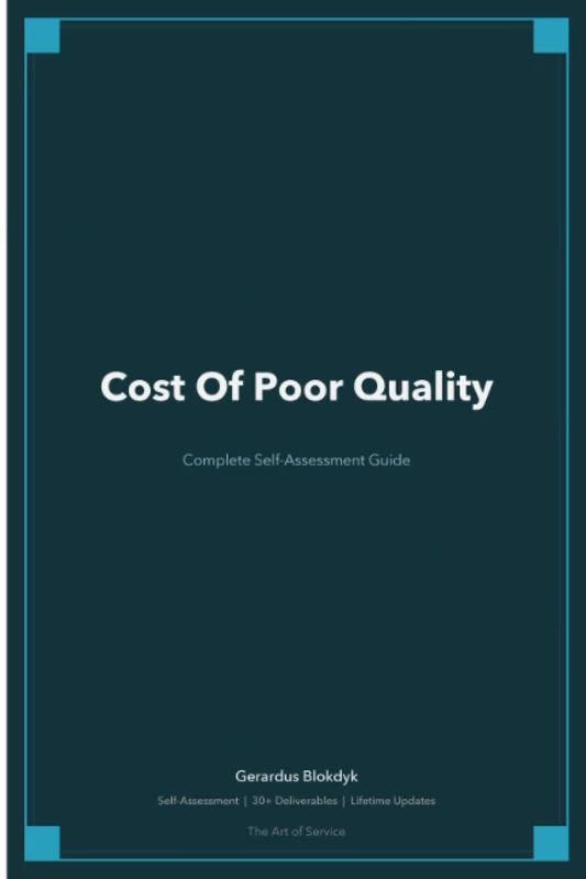 Cost Of Poor Quality A Complete Guide - 2020 Edition