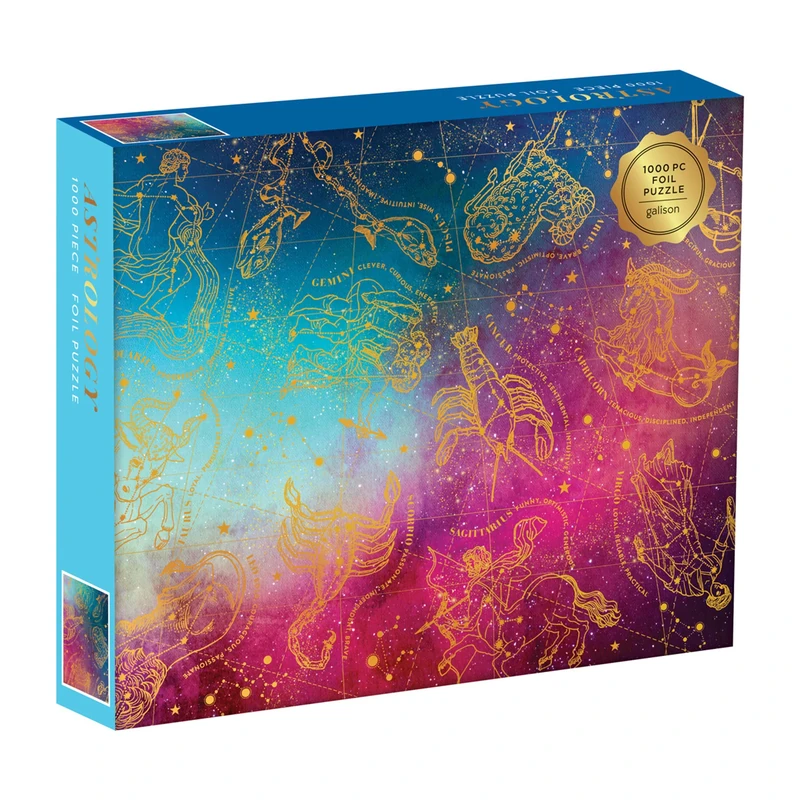 Galison Astrology 1000 Piece Foil Puzzle with Gold Sparkle