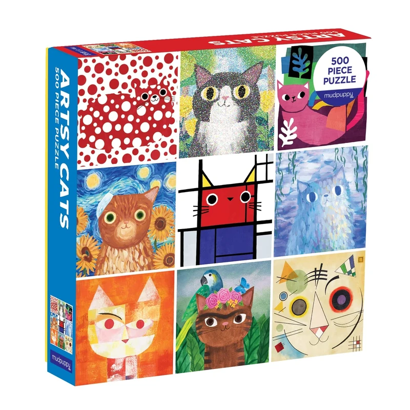 Mudpuppy Artsy Cats 500 Piece Family Puzzle - Modern Art Theme