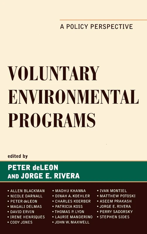 Voluntary Environmental Programs: A Policy Perspective (Studies in Public Policy)