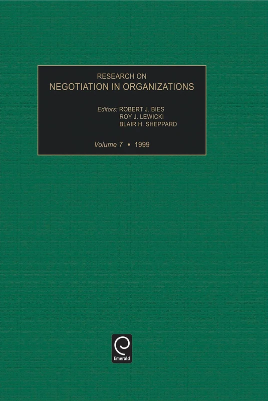 Research on Negotiation in Organizations: 7