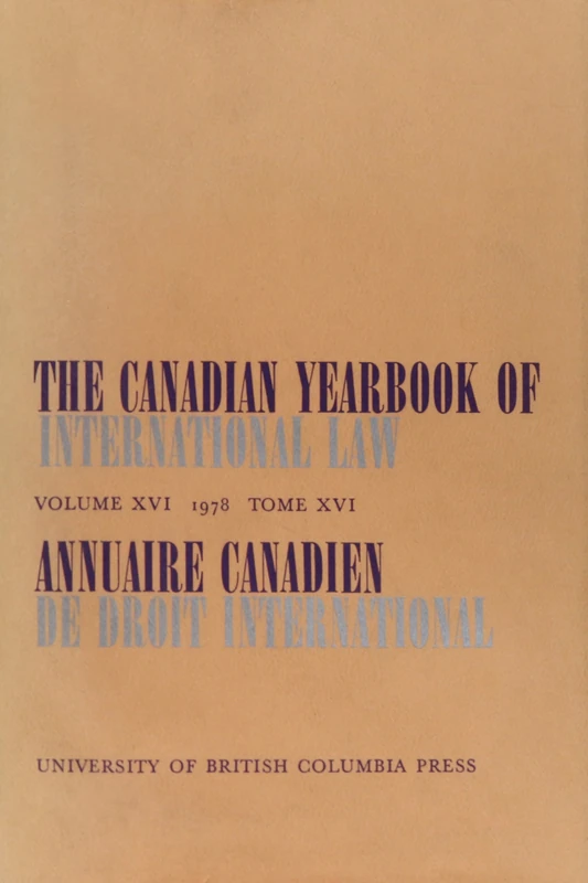 University of Chicago Press - Canadian Yearbook of Int Law Vol 16