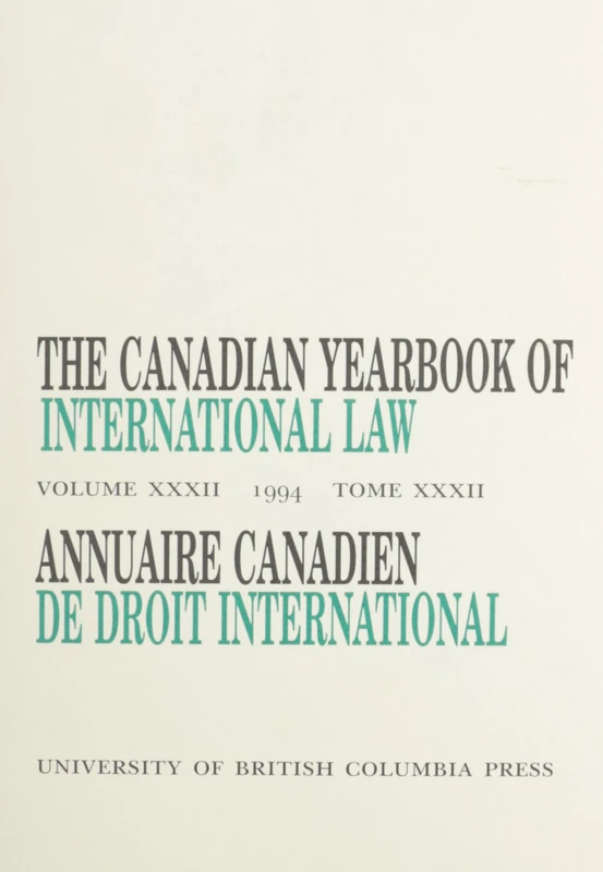 The Canadian Yearbook of International Law, Vol. 32, 1994
