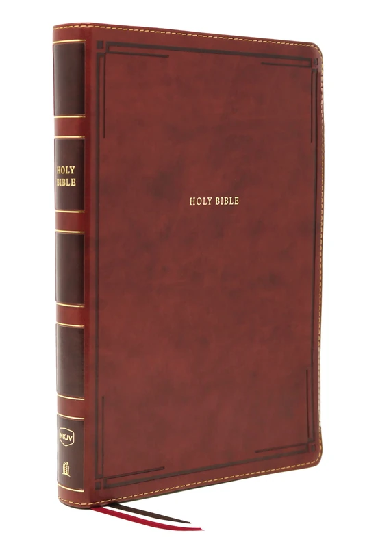 NKJV Holy Bible, Giant Print Thinline Bible, Brown Leathersoft, Red Letter, Comfort Print: New King James Version: Holy Bible, New King James Version