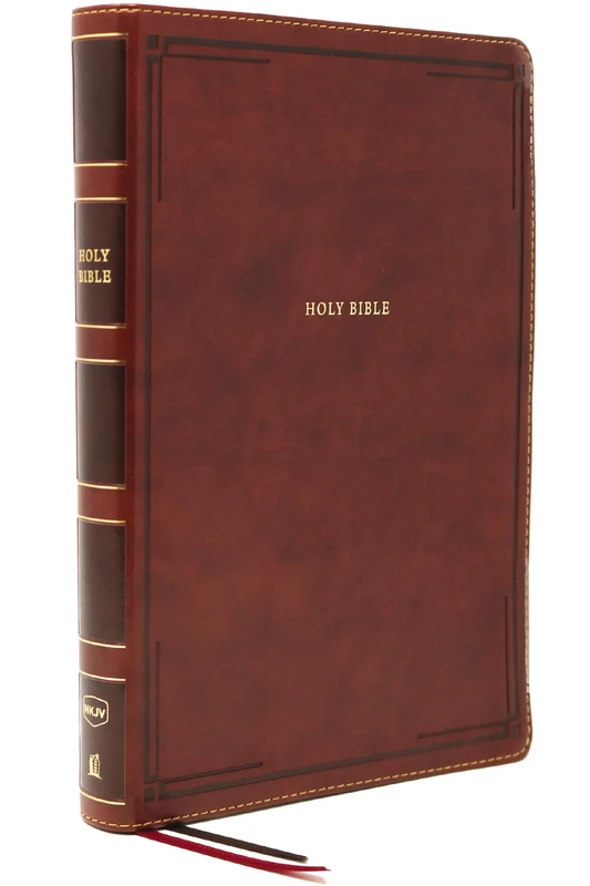 NKJV Holy Bible, Giant Print Thinline Bible, Brown Leathersoft, Thumb Indexed, Red Letter, Comfort Print: New King James Version: Holy Bible, New King James Version