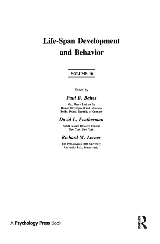 Life-Span Development and Behavior: Volume 10