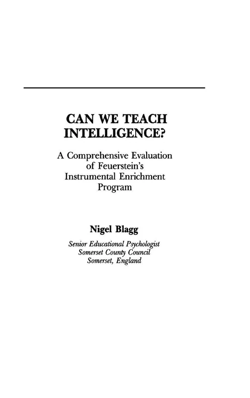 Can We Teach Intelligence?: A Comprehensive Evaluation of Feuerstein's Instrumental Enrichment Programme - Image 1