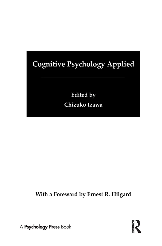 Psychology Press - Cognitive Psychology Applied Symposium Book