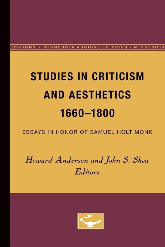 Studies in Criticism and Aesthetics, 1660-1800: Essays in Honor of Samuel Holt Monk - Image 1
