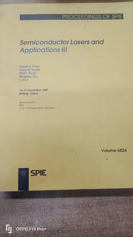 Semiconductor Lasers and Applications III (Proceedings of SPIE)