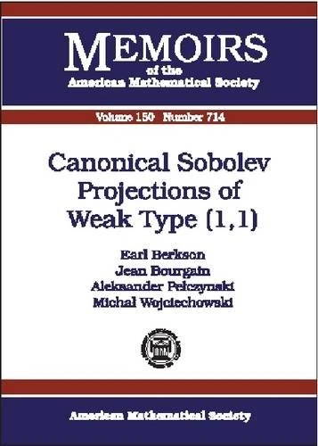 Canonical Sobolev Projections of Weak Type $(1,1)$: 150 (Memoirs of the AMS) (Memoirs of the American Mathematical Society)