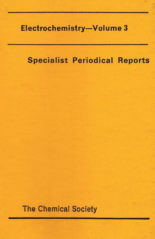 Electrochemistry, Vol 3: Volume 3 (Specialist Periodical Reports - Electrochemistry)