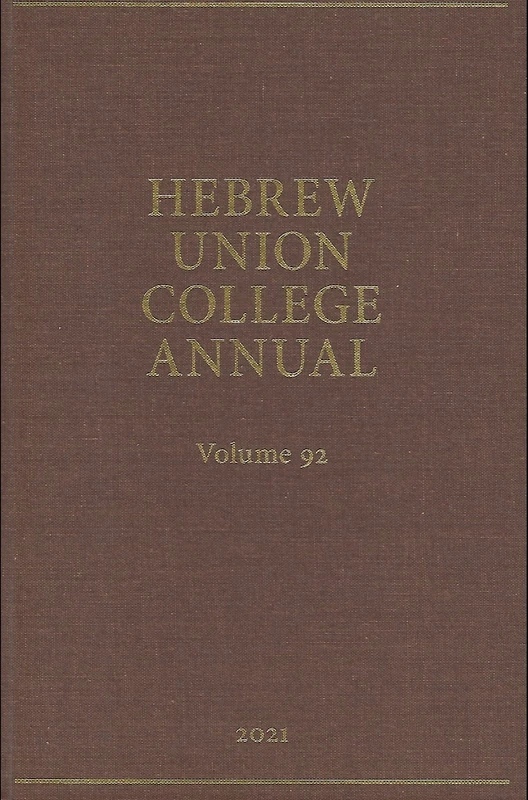 Hebrew Union College Annual Vol. 92 (2021) - Image 1