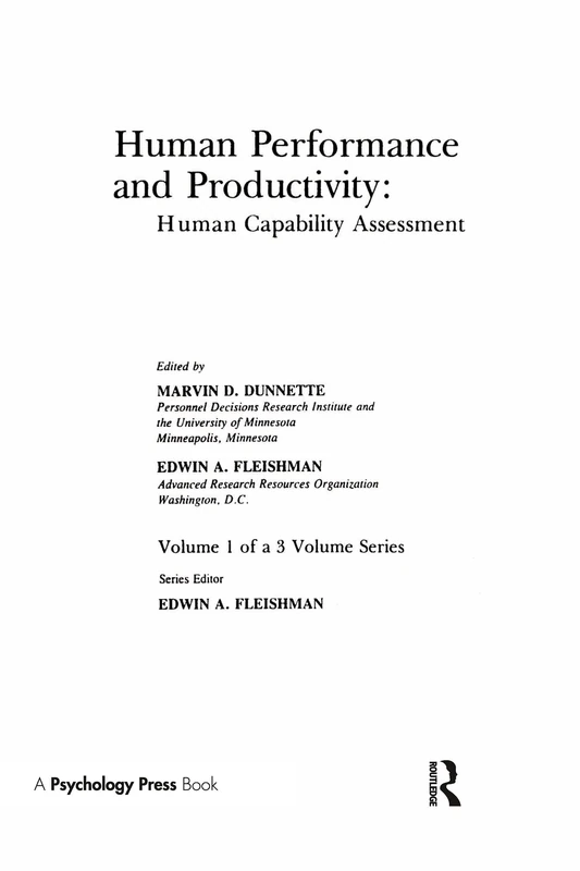 Human Performance and Productivity: Volumes 1, 2, and 3