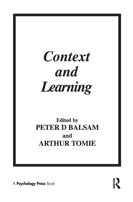 Context and Learning by Psychology Press - Psychology Book