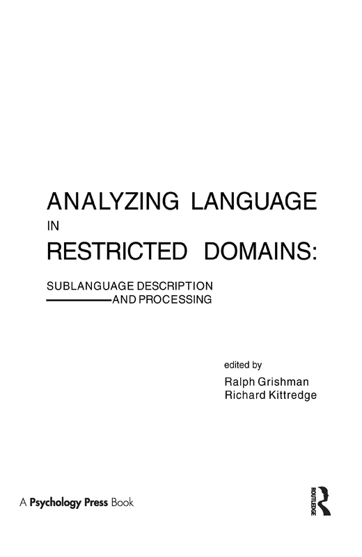 Routledge Analyzing Language in Restricted Domains Book