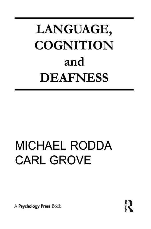 Language, Cognition, and Deafness (Communication Series)