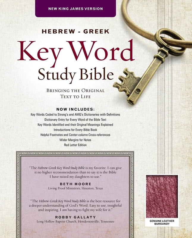 Hebrew-Greek Key Word Study Bible-NKJV (Key Word Study Bibles): New King James Version, Genuine Leather, Burgundy