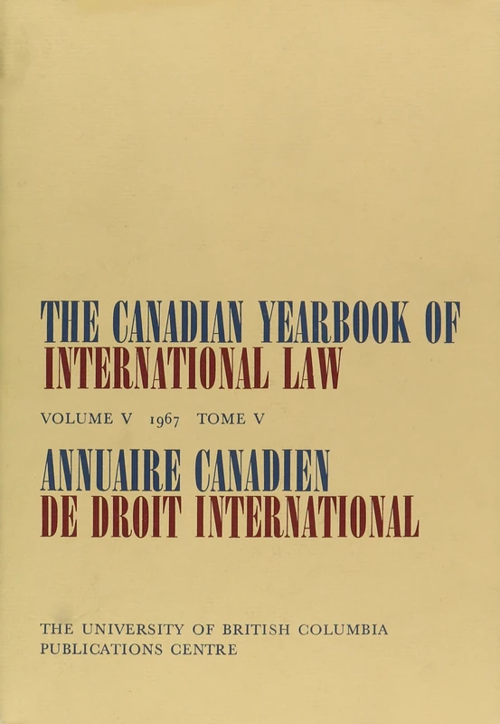 The Canadian Yearbook of International Law, Vol. 05, 1967: 5