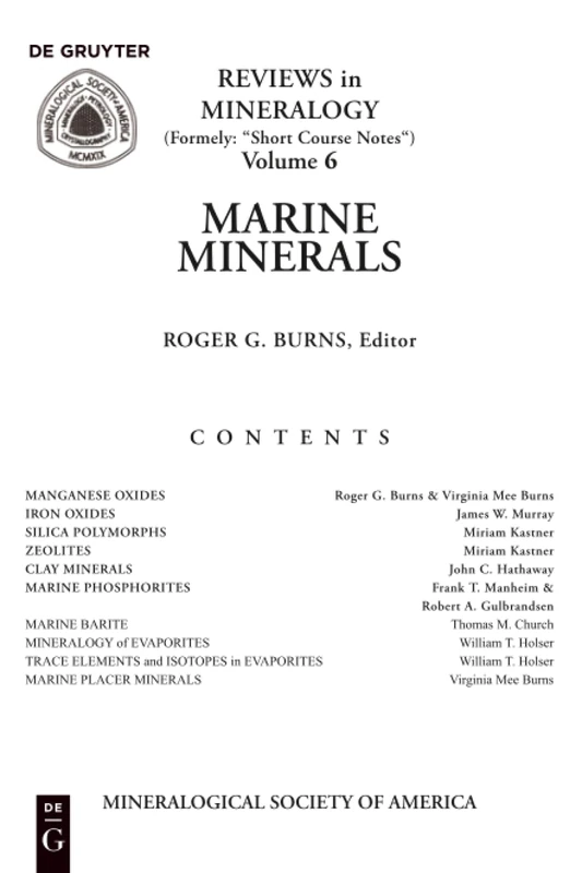 Marine Minerals: 6 (Reviews in Mineralogy & Geochemistry, 6)