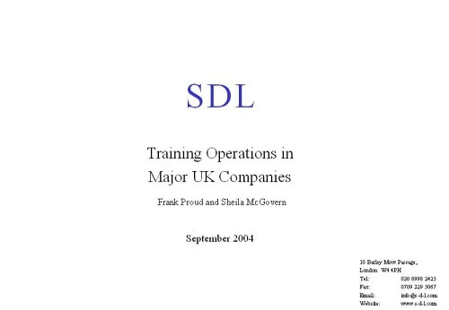 Training Operations in Major UK Companies