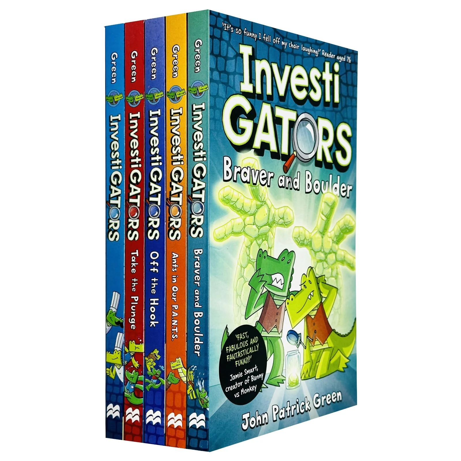 InvestiGators By John Patrick Green 5 Books Collection Set (InvestiGators, Take the Plunge, Off the Hook, Ants in Our P.A.N.T.S & Braver and Boulder)