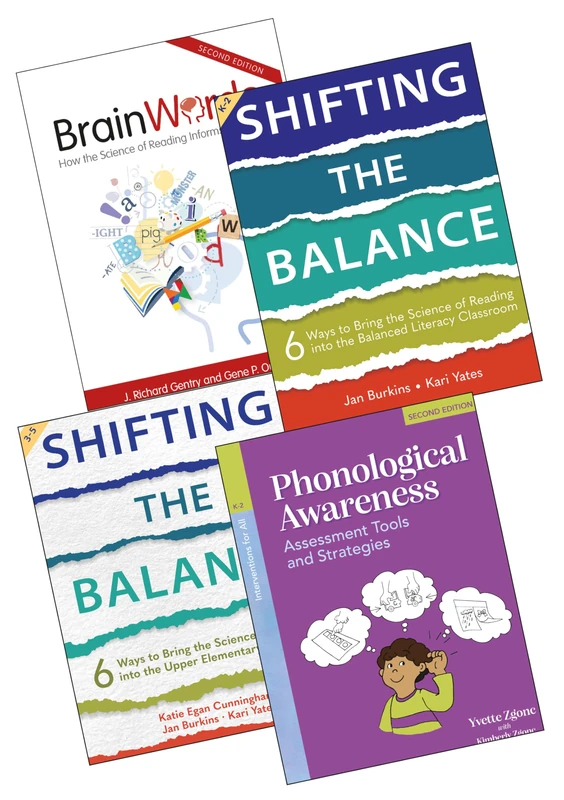 Shifting the Balance and the Science of Reading 4 Book Bundle: Shifting the Balance K-2 / Shifting the Balance Grades 3-5 / Brain Words / Phonological Awareness - Image 1