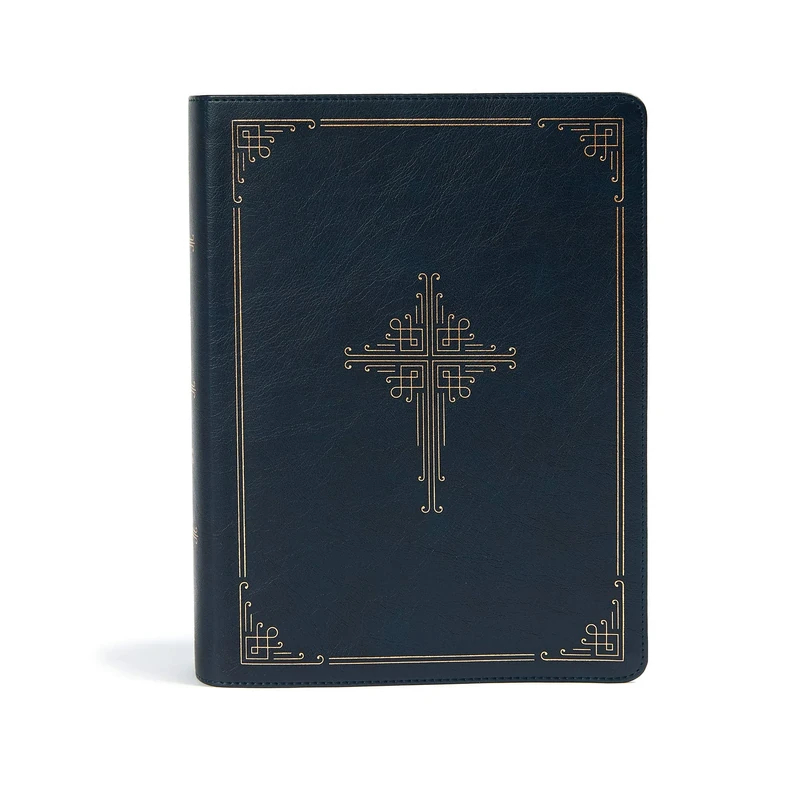 CSB Ancient Faith Study Bible, Navy LeatherTouch: Black Letter, Church Fathers, Study Notes and Commentary, Ribbon Marker, Sewn Binding, Easy-To-Read Bible Serif Type