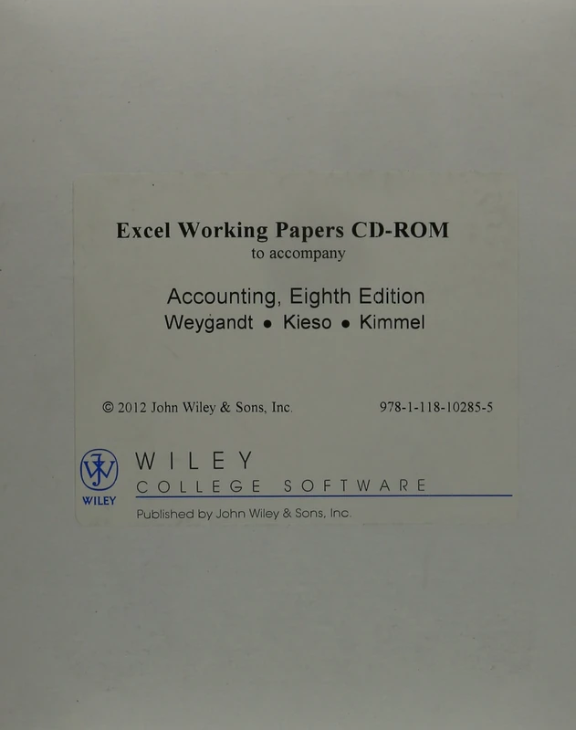 Excel Working Papers CD to accompany Financial Accounting, 8e