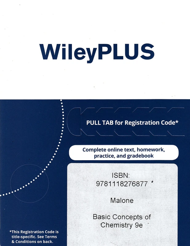 WileyPLUS V5 Card for Basic Concepts of Chemistry