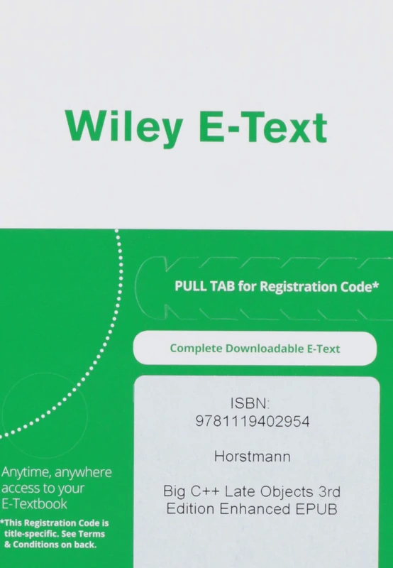 Big C++, 3e EPUB Reg Card