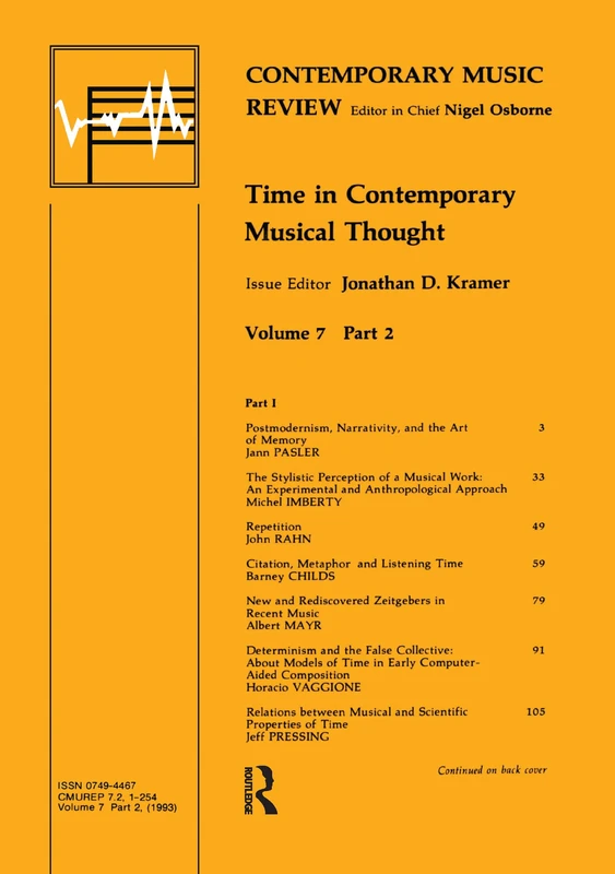 Time in Contemporary Musical Thought (Contemporary Music Review)