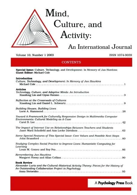 Culture, Technology, and Development: In Memory of Jan Hawkins:a Special Issue of mind, Culture, and Activity - Image 1