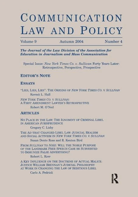 Routledge - NYT Co. v. Sullivan Forty Years Later Special Issue