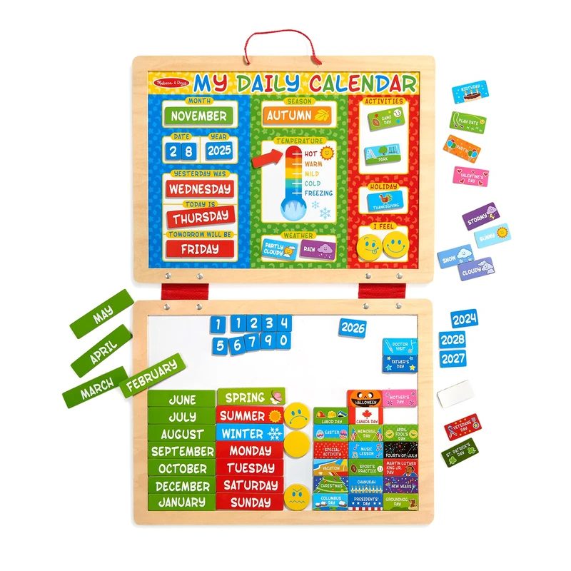 Melissa & Doug My Magnetic Daily Calendar, Seasonal & Religious (Daily Magnetic Calendar, Fabric-Hinged Dry-Erase Boards, 30.48 cm H x 40.005 cm W x 2.54 cm L) - Image 1