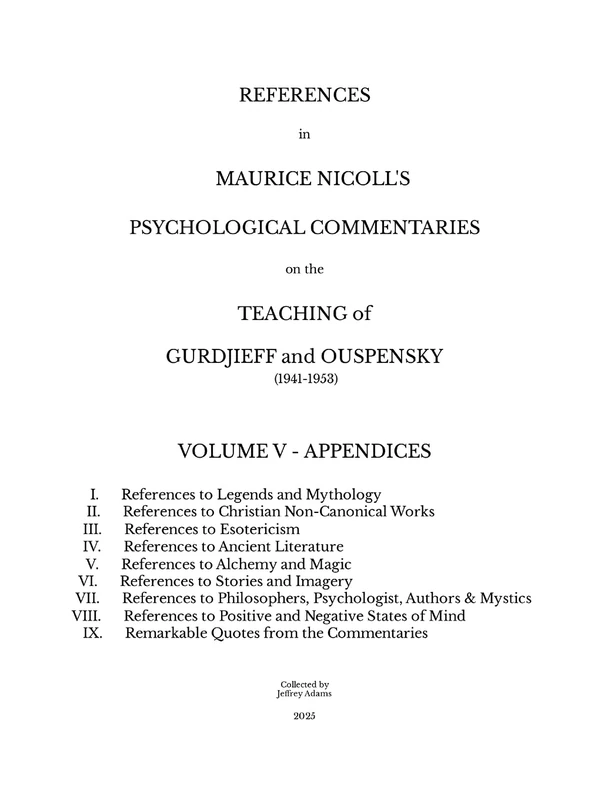 References in Maurice Nicoll's Psychological Commentaries on the Teaching of Gurdjieff and Ouspensky (1941-1953): Volume V - Appendices - Image 1
