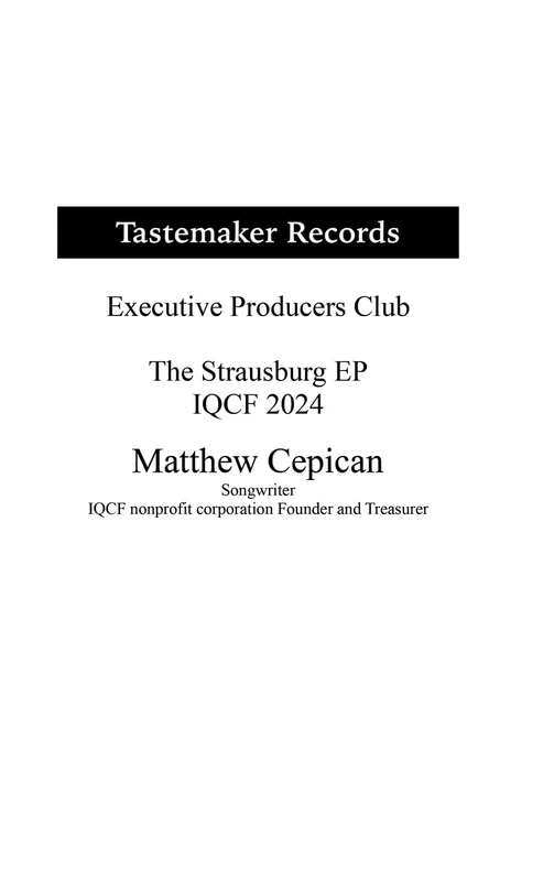 Tastemaker Records Executive Producers Club the Strausburg EP the IQCF 2024 - Image 1
