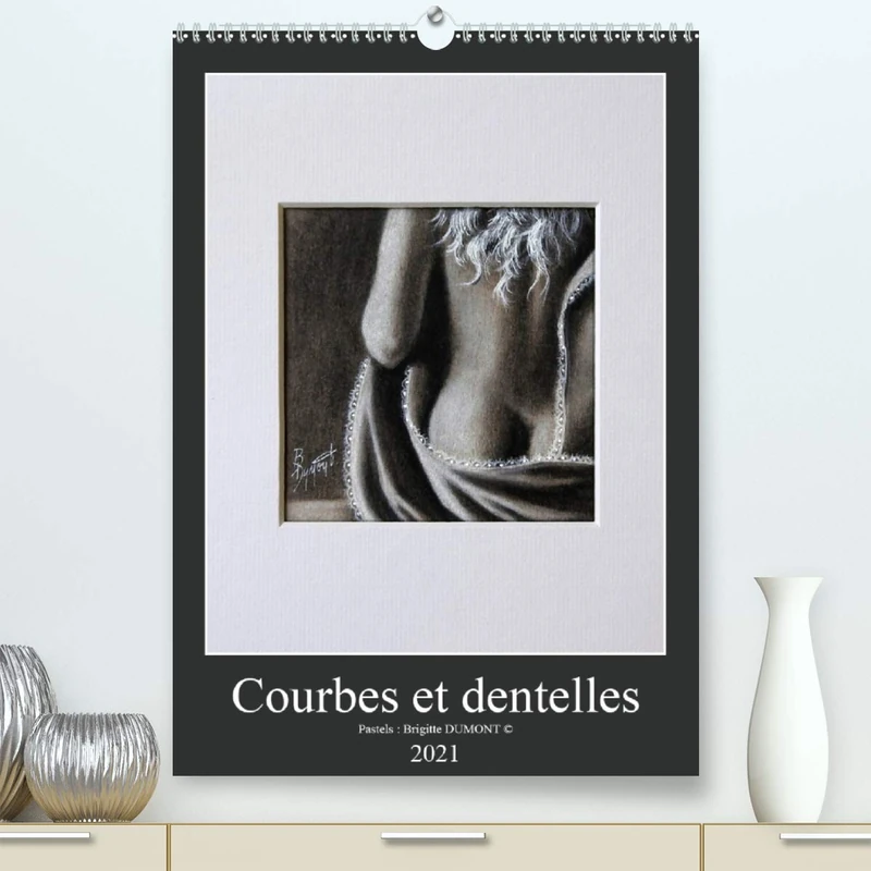 Courbes et dentelles (Premium, hochwertiger DIN A2 Wandkalender 2021, Kunstdruck in Hochglanz): Pastels secs sur papier (Calendrier mensuel, 14 Pages )