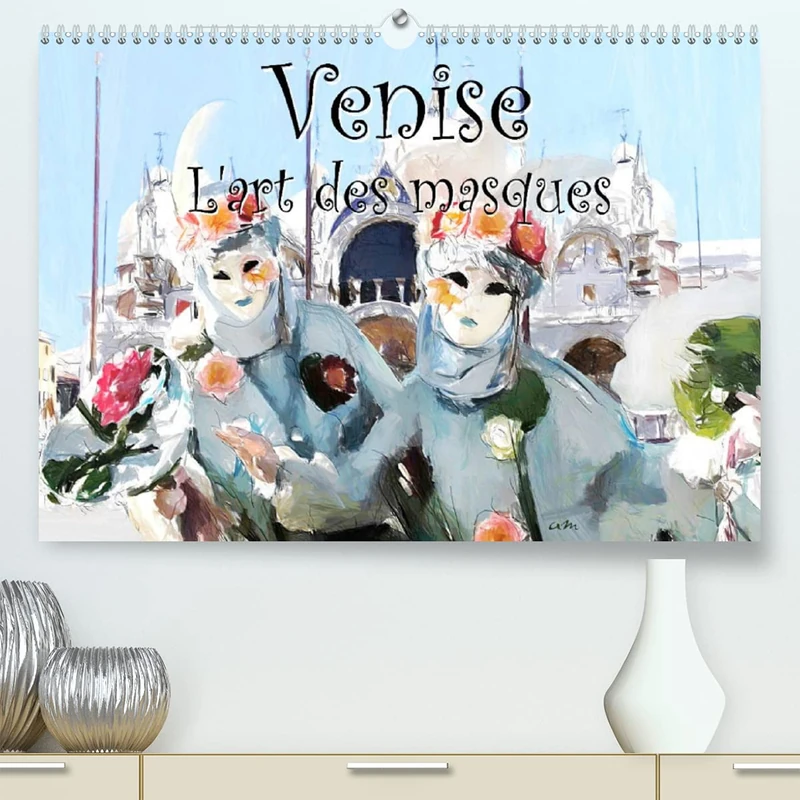 Venise l'art des masques (Premium, hochwertiger DIN A2 Wandkalender 2023, Kunstdruck in Hochglanz): Série de 12 tableaux de masques du carnaval de Venise (Calendrier mensuel, 14 Pages )