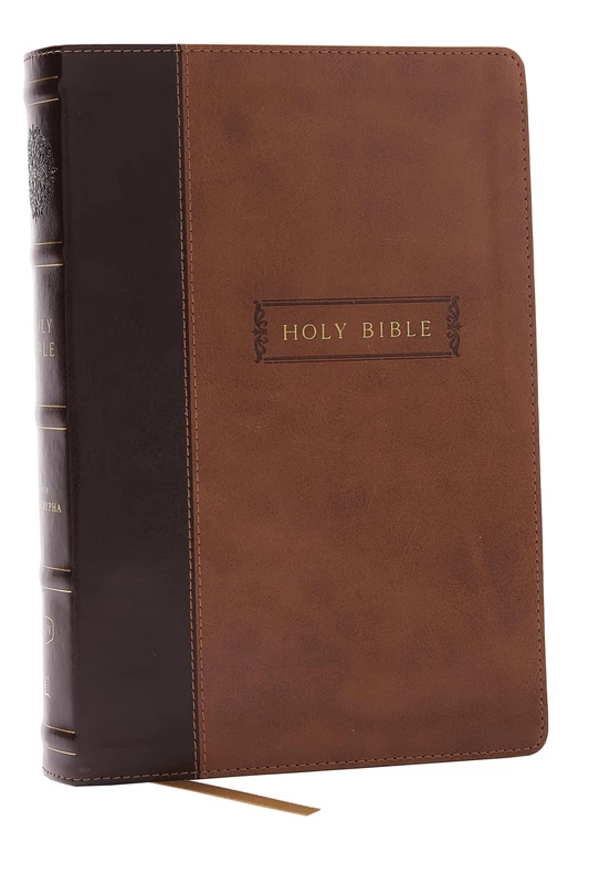 KJV Holy Bible with Apocrypha and 73,000 Center-Column Cross References, Brown Leathersoft, Red Letter, Comfort Print: King James Version